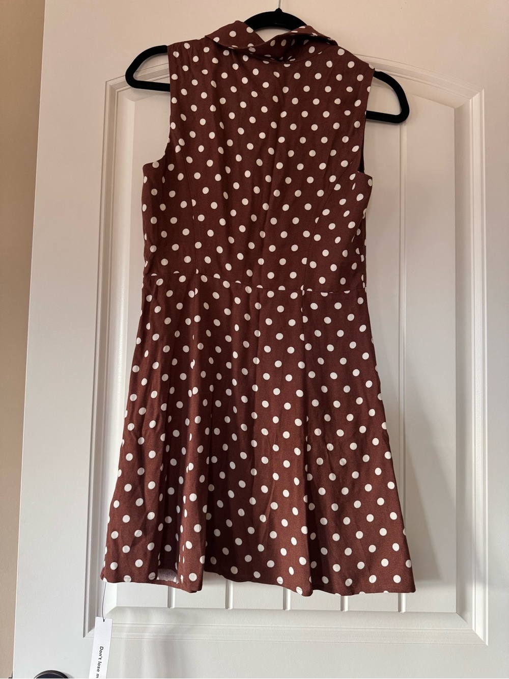 Reformation Brown Polka Dot Sleeveless Shirt Dress - Picture 3 of 7